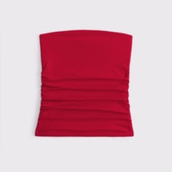 Abercrombie & Fitch Women's Cotton-Blend Seamless Fabric Ruched Tube Top - Picture 2 of 4
